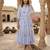 Sky blue floral printed cotton midi dress