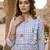 Sky blue floral printed cotton midi dress