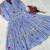 Sky blue floral printed cotton midi dress