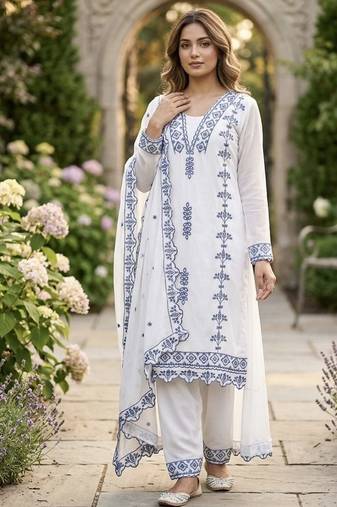 White Kurta bottom with dupatta dupatta