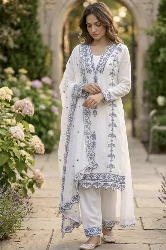White Kurta bottom with dupatta dupatta