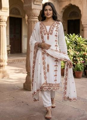 White kurta bottom with dupatta dupatta stitched 1