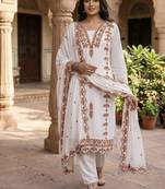 White kurta bottom with dupatta dupatta stitched