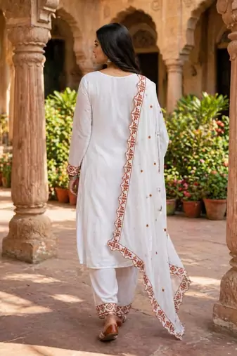 White kurta bottom with dupatta dupatta stitched