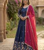 silk blend sequins embroidered Anarkali with dupatta