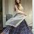 blue art silk printed lehenga choli with dupatta