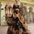 black organza printed lehenga choli with dupatta