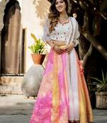 multicolor organza printed lehenga choli with dupatta