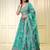 turquoise organza printed lehenga choli with dupatta