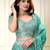 turquoise organza printed lehenga choli with dupatta