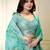 turquoise organza printed lehenga choli with dupatta