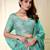 turquoise organza printed lehenga choli with dupatta