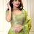 parrot green organza printed lehenga choli with dupatta