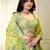 parrot green organza printed lehenga choli with dupatta