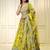 yellow organza printed lehenga choli with dupatta