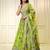 parrot green organza printed lehenga choli with dupatta