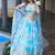 sky blue organza embroidered lehenga choli with dupatta