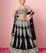 black georgette embroidered lehenga choli with dupatta