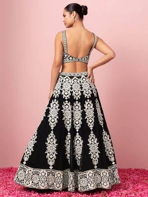 black georgette embroidered lehenga choli with dupatta 3