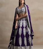 purple georgette embroidered lehenga choli with dupatta