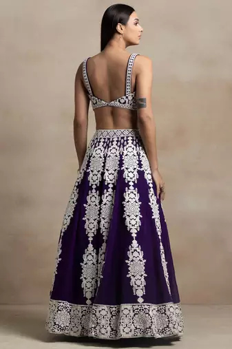 purple georgette embroidered lehenga choli with dupatta
