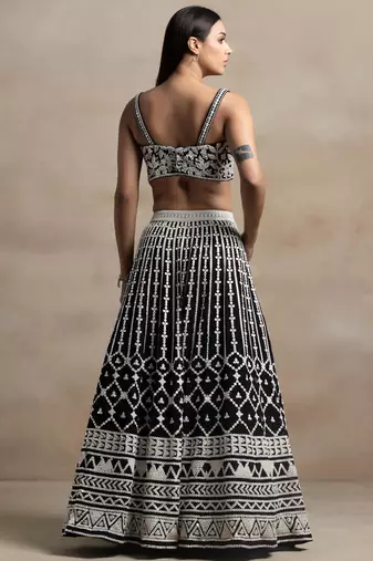 black georgette embroidered lehenga choli with dupatta