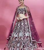 wine net embroidered lehenga choli with dupatta