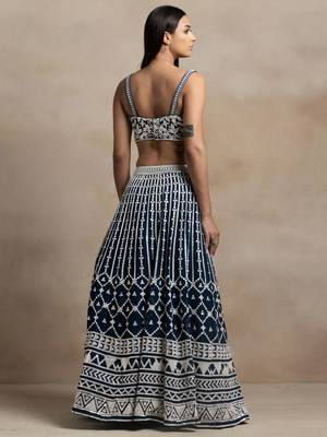 blue georgette embroidered lehenga choli with dupatta 4