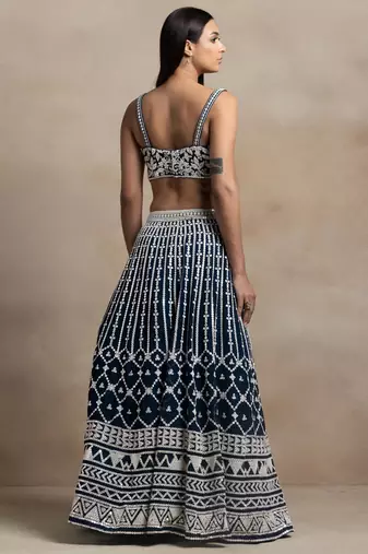 blue georgette embroidered lehenga choli with dupatta