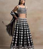 black georgette embroidered lehenga choli with dupatta