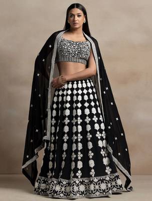 black georgette embroidered lehenga choli with dupatta 2