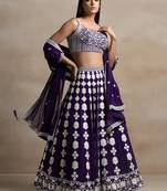 purple georgette embroidered lehenga choli with dupatta