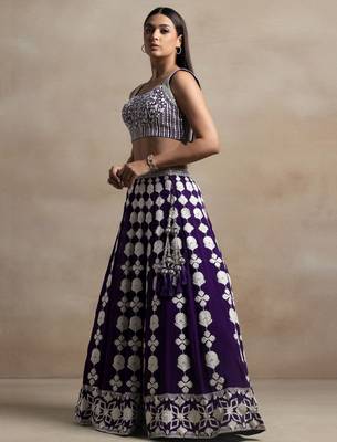 purple georgette embroidered lehenga choli with dupatta 3