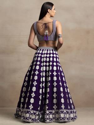 purple georgette embroidered lehenga choli with dupatta 4