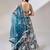 teal blue net embroidered lehenga choli with dupatta