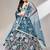 teal blue net embroidered lehenga choli with dupatta