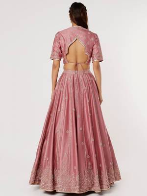 pink art silk embroidered lehenga choli with dupatta 4