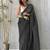 black bandhani georgette saree with unstitched blouse