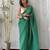 green bandhani georgette saree with unstitched blouse