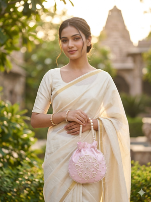 pink pearl embroidered potli bag  2