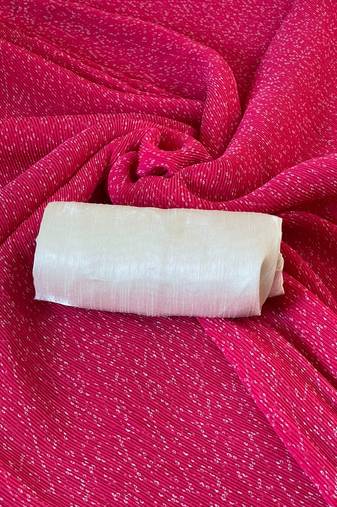 pink bandhani georgette saree with unstitched blouse