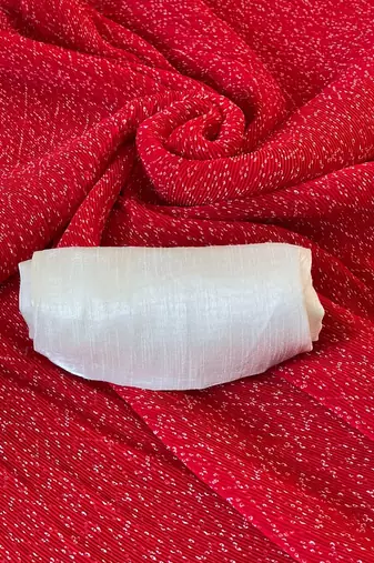 red bandhani georgette saree with unstitched blouse
