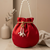 red pearl embroidered potli bag 