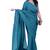 blue solid satin saree with unstitched blouse