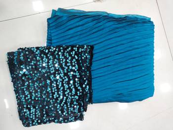 blue solid satin saree with unstitched blouse 2