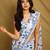 white printed georgette saree with unstitched blouse