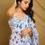 white printed georgette saree with unstitched blouse