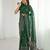 green foil print georgette saree with unstitched blouse