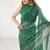 green foil print georgette saree with unstitched blouse