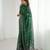 green foil print georgette saree with unstitched blouse